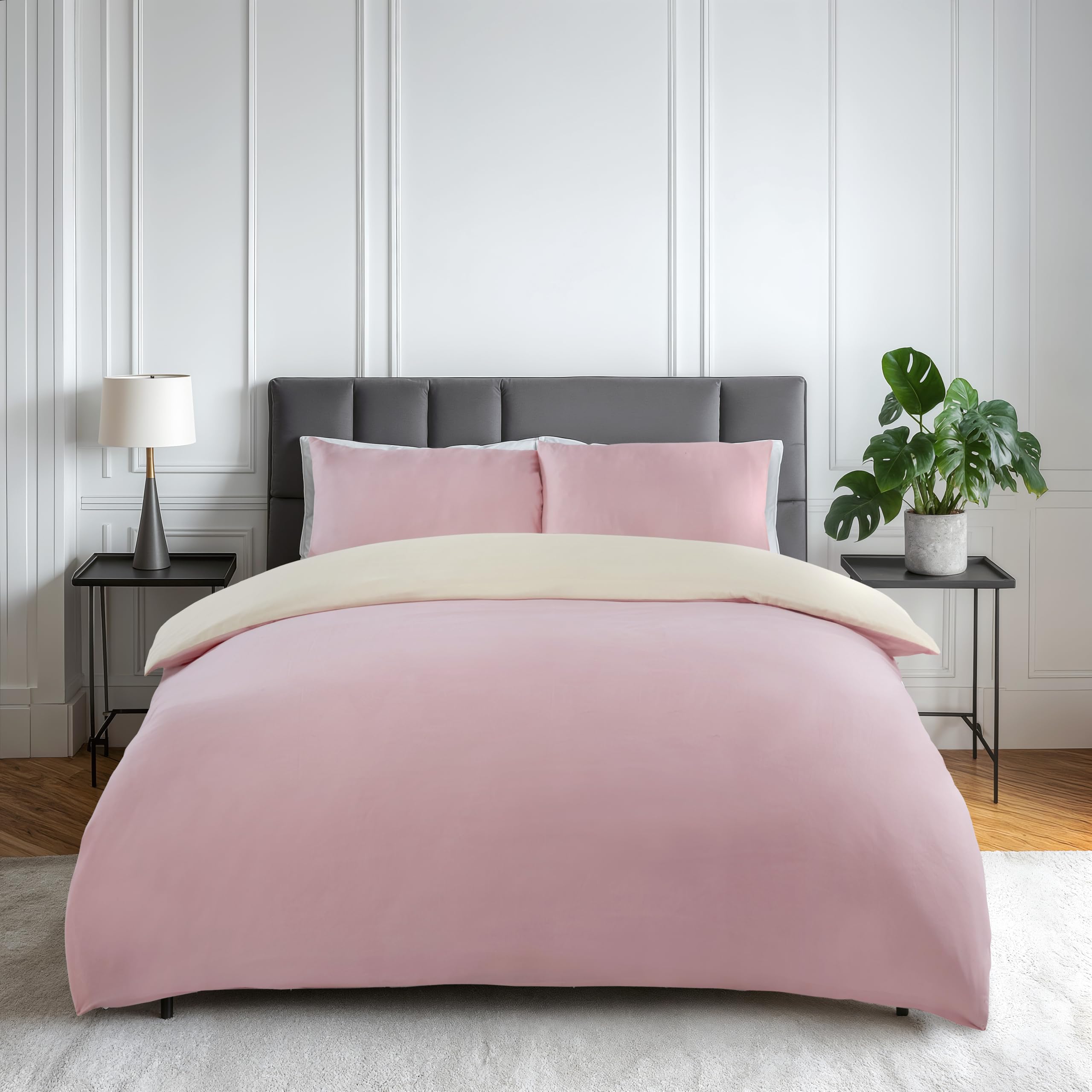 Emma Barclay Lyla Reversible Duvet Set in Cream/Blush Pink - Single