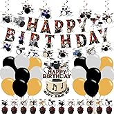 Music Drum Birthday Party Decorations,Music Drum Party Decorations Happy Birthday Banner, Balloons,Hanging Swirls,Cake and Cupcake Toppers for Party Decor Gifts