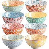 FERAHI Ceramic Bowls, 10 Oz Small Bowl, Set of 8 Ice Cream Bowls, Dessert Bowl for Salsa, Rice, Sauce, Side Dishes, Snack, Condiment, 4.75 Inch-Microwave Dishwasher Safe
