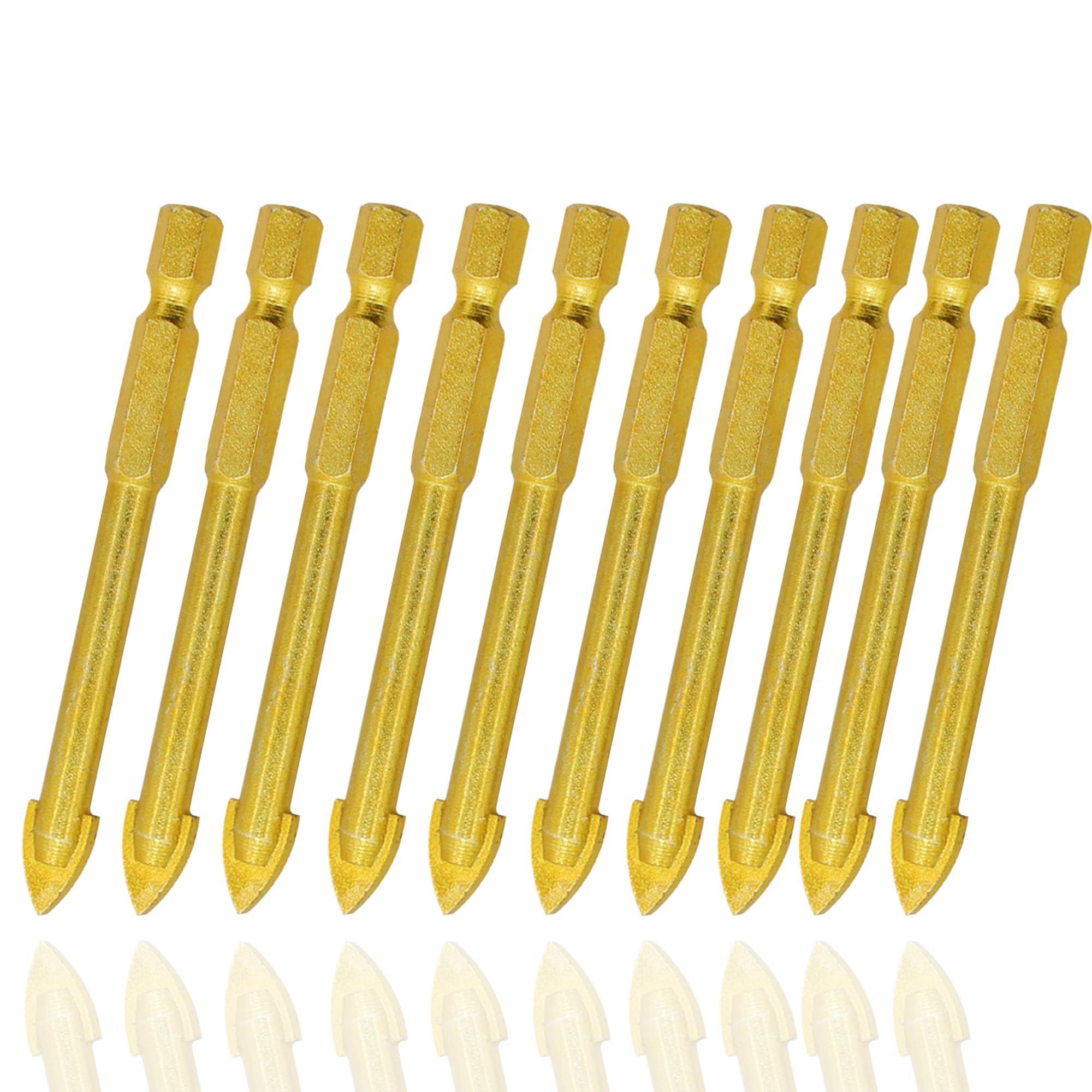 LEPEVNEY 3mm Tungsten Tile Drill Bits Carbide Drill Bit Glass Ceramic Cement Flat Spear Head Tipped Spear Cutter, 1/4" 6.35mm Hex Shank, 10 Pcs