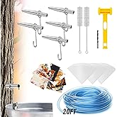 Maple Syrup Tree Tapping Kit with 5 Stainless Steel Tap Spiles and Hooks | 20ft Food Grade Tubing, 3 Filters, Maple Birch Walnut Sugaring Starter Supplies Collection Gift for Experts or Beginners