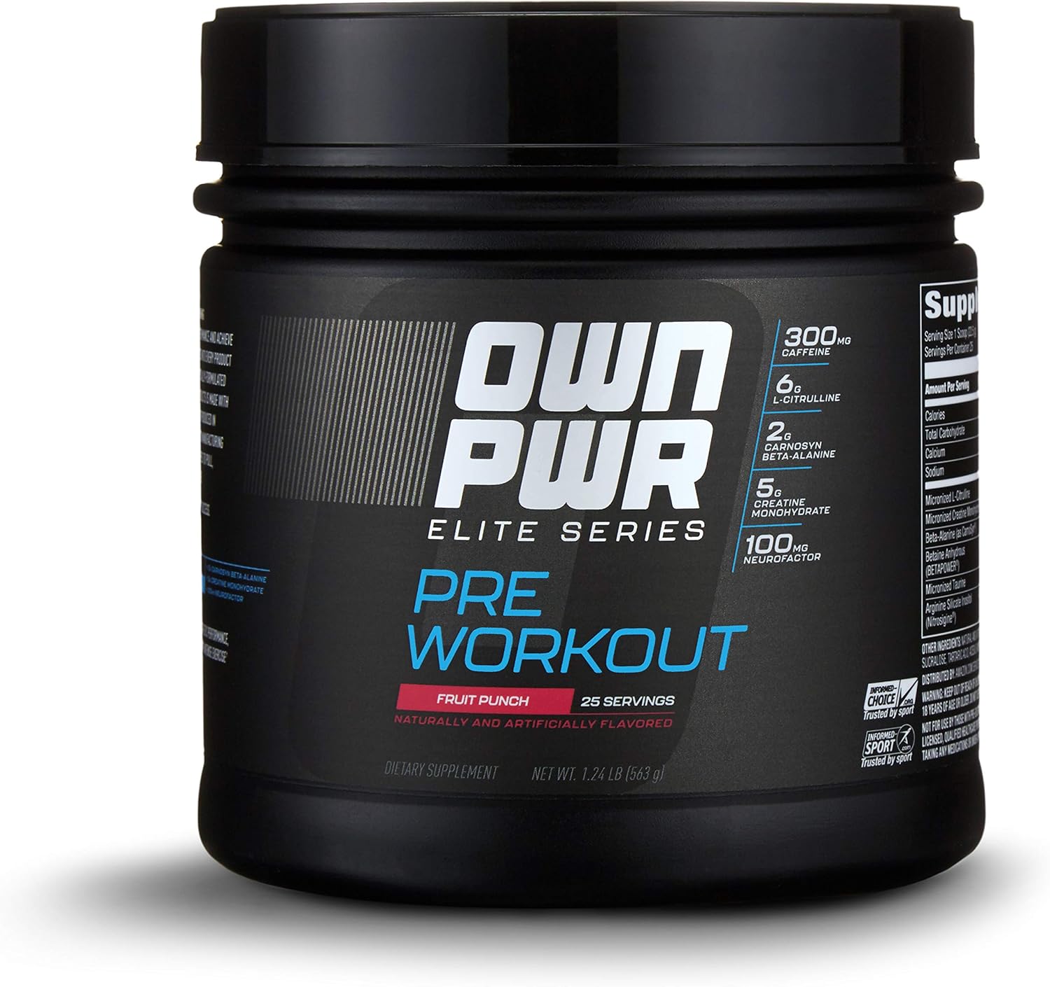 OWN PWR Elite Series Pre Workout Powder, Fruit Punch, 25 Servings, Keto Friendly, 5G Creatine, 2G Beta Alanine (as CarnoSyn), 300 mg Caffeine & more: Health & Personal Care
