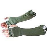 KEZZLED- Protective Arm Sleeves with Finger Opening, Cut/Scratch/Heat Resistant Arm sleeves with UV Protectors Abrasion Safety for Garden Kitchen Work – Sage Green-18Inches, Made with Kevlar by DuPont