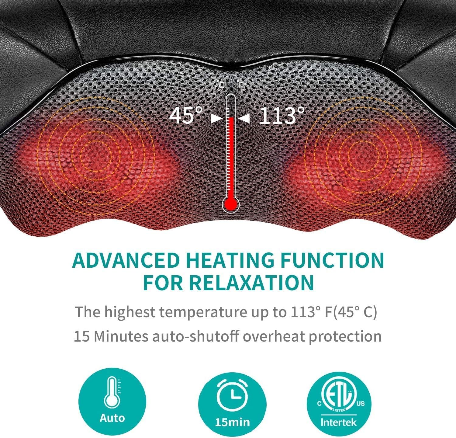 Shiatsu Neck and Back Massager with Soothing Heat, Nekteck Electric Deep Tissue 3D Kneading Massage Pillow for Shoulder, Leg, Body Muscle Pain Relief, Home, Office, and Car Use: Health & Personal Care