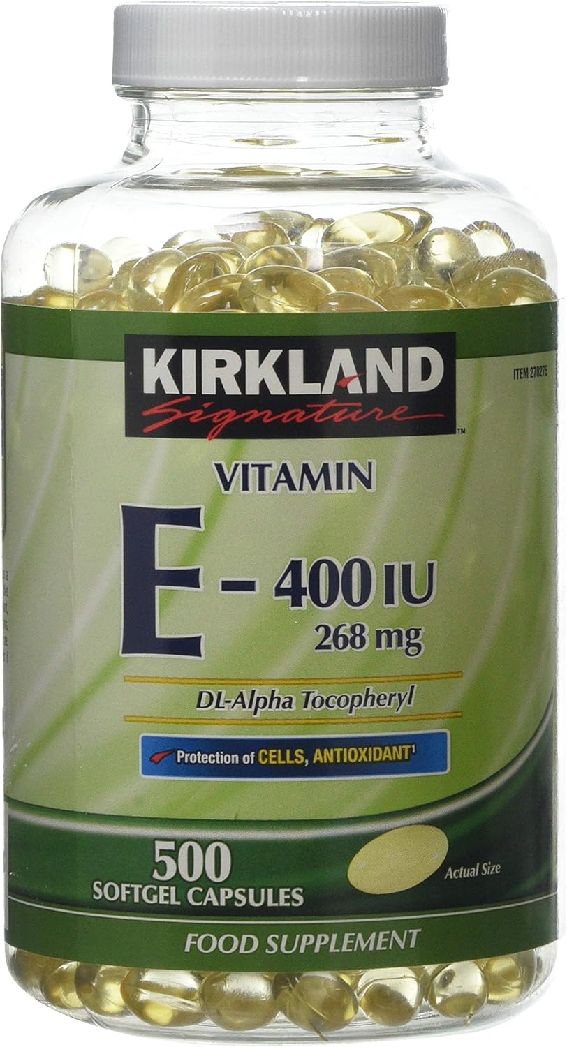 Kirkland Vitamin E 400 I U 268mg Dl Alpha Tocopherol 500 Softgel Capsules Amazon Co Uk Health Personal Care