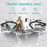 KEGII Corner Shower Caddy No Drilling Adhesive Stainless Steel Black view 3