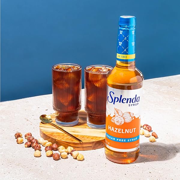 SPLENDA COFFEE SYRUP, HAZELNUT, SUGAR FREE, FLAVORED LIQUID SYRUPS FOR DRINKS, 750 ML BOTTLE