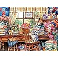 Buffalo Games - Tom Wood - Crafty Cat Crafts - 750 Piece Jigsaw Puzzle for Adults -Challenging Puzzle Perfect for Game Nights - Finished Size is 24.00 x 18.00