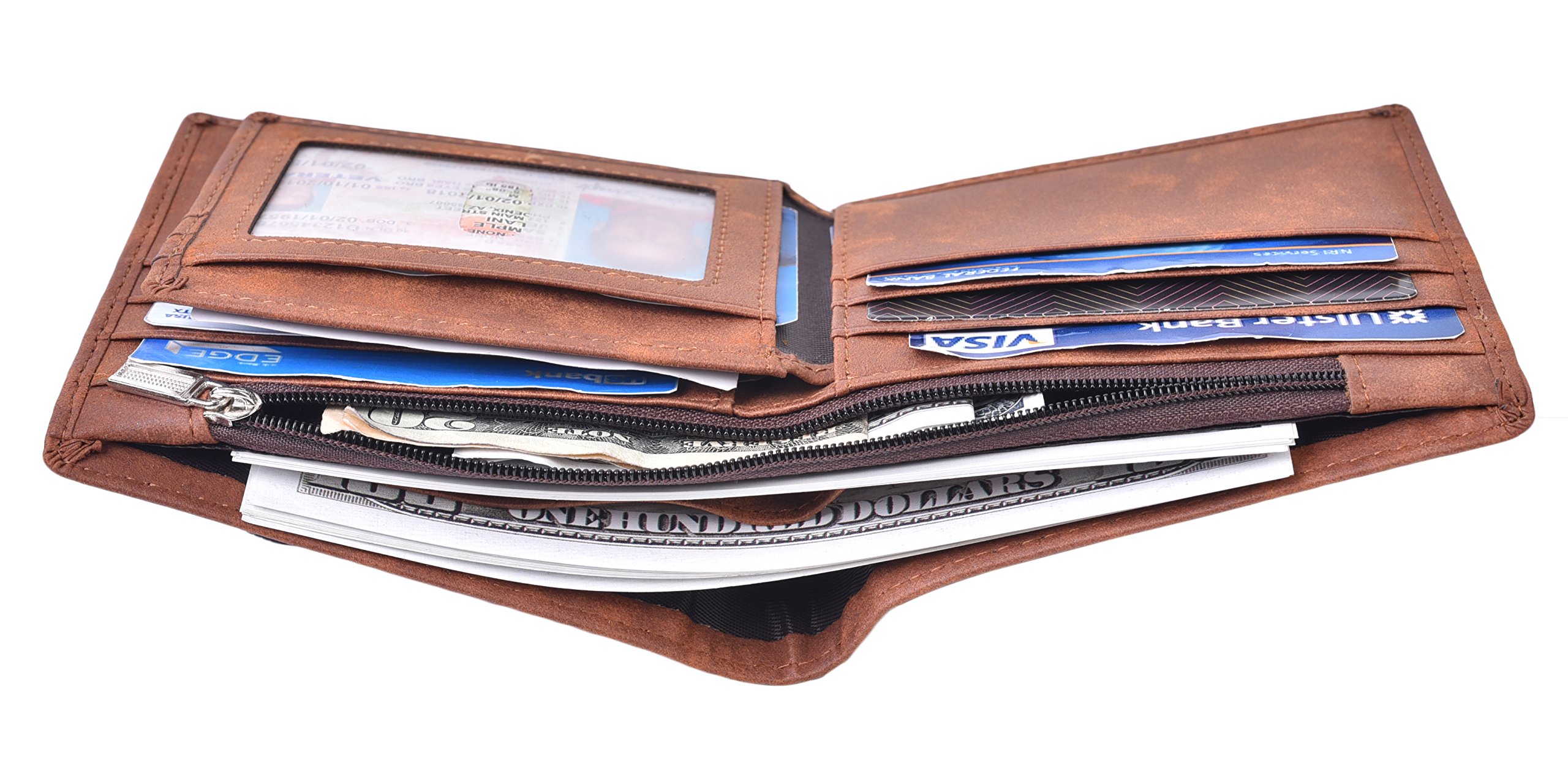 Hopsooken Mens Wallet RFID Blocking Slim Vintage Leather Bifold Wallet