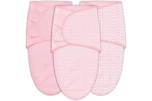 SWEET DOLPHIN 3-Pack Baby Swaddle Sleep Sacks - Newborn Swaddle Blanket with Soft Cotton - Ergonomic Wrap for Boys and Girls, 0-3 Months, Pink