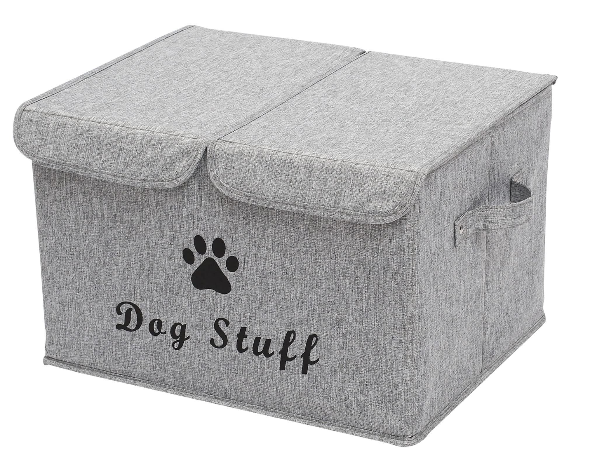 Morezi Dog toy box basket storage with lid perfect basket for dog toys grooming stuff living room playroom closet home organization - Snow Gray