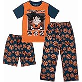 Bioworld Dragon Ball Z Youth Sleepwear Set Tee Shirt, Sleep Shorts, and Sleep Pants