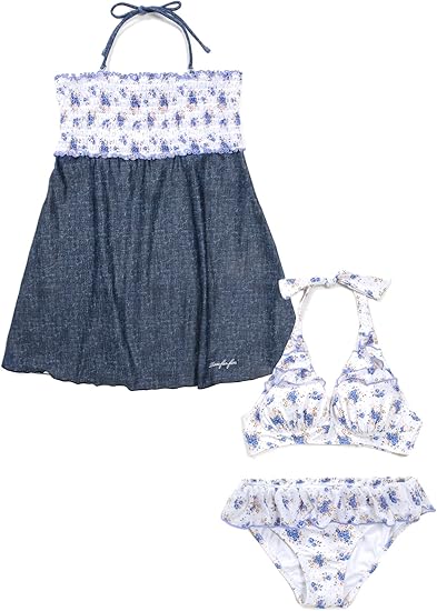 Amazon Rose Fan Fan ローズファンファン レディースワンピース付きビキニ水着3点セット Sw1938 9m ブルー ワンピース 通販