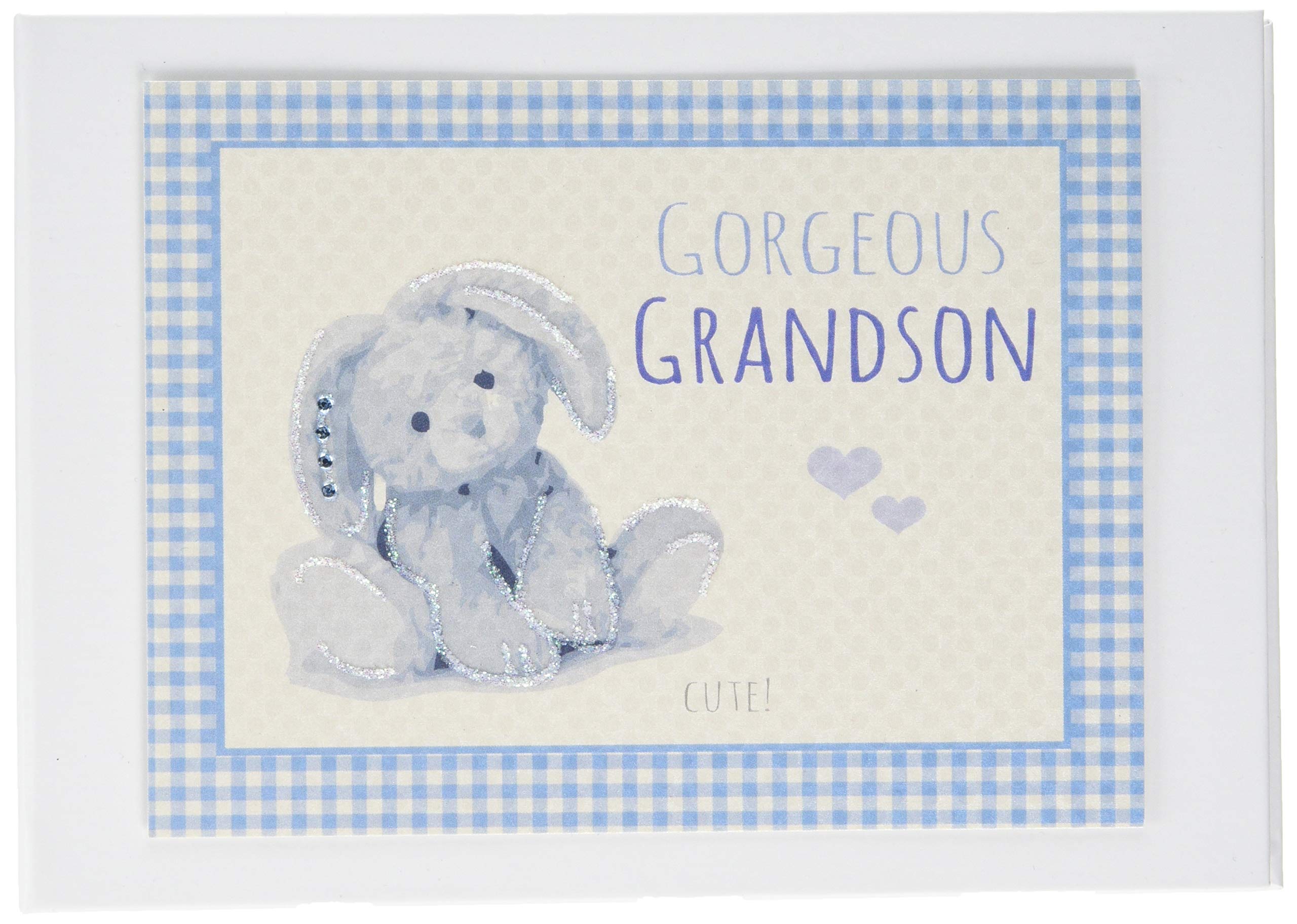 White Cotton Cards Blue 'Gorgeous Grandson' Photo Album (NRB17T), of