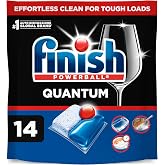 Finish Quantum Dishwasher Pods, Dish Detergent, Fresh Scent, 14ct | Dishwasher Detergent Dish Soap, Dishwasher Tabs, Dish Detergent Pods, Removes 24HR Dried-On Stains &amp; Grease