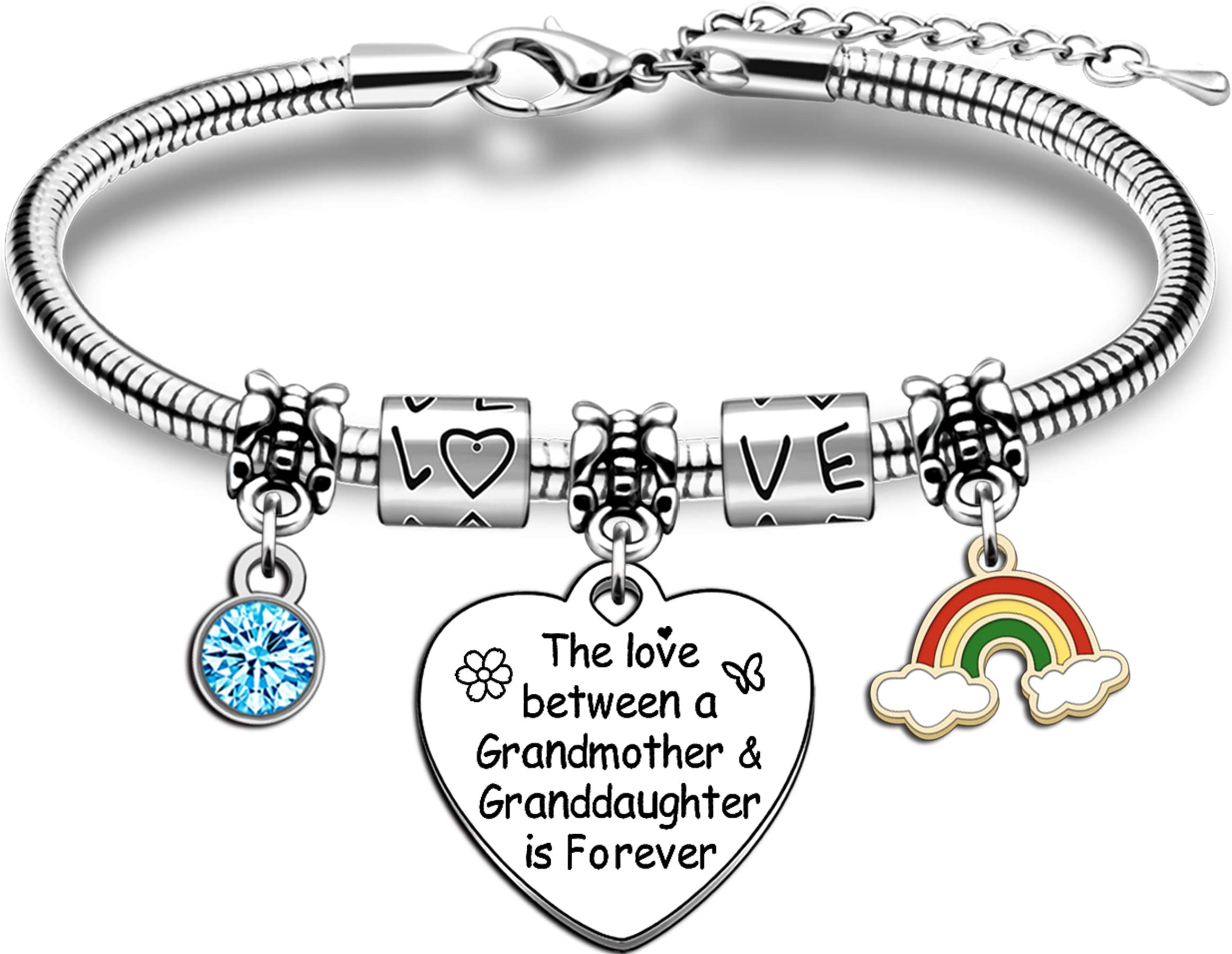 JMIMO Granddaughter Grandma Bracelets For Women Girls Adjustable Snake Bangle Bracelets Gifts for Birthday Christmas Family Jewellery