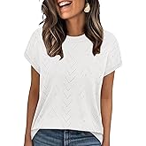 Sampeel Short Sleeve Sweaters for Women Crew Neck Summer Tops 2026 Trendy Beach Vacation Clothes Business Casual Outfits