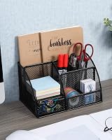 EasyPAG Office Mesh Desk Tidy with Drawer Black view 5