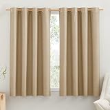 PONY DANCE 100% Blackout Curtains 132 x 160 cm Camel 2 Panels Linen view 1