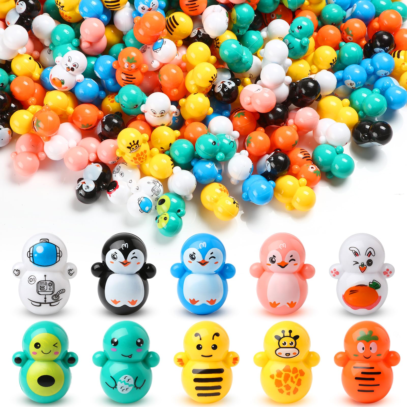 Photo 1 of Halloscume 500 Pcs Mini Tumbler Toys Set Small Penguin Animal Toys Party Favors for Boys Girls Prize Box Toys for Kids Classroom Goodie Bag Filler Pinata Stuffers Party Supplies
