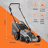 VonHaus 1600W Electric Lawn Mower 42L Bag 380mm Width 10m Cable view 7
