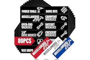 ITERA Toolbox Organization Magnetic Labels-80 Large Tool Chest Organizer Labels-Strong Magnets-Fits All Brands of Steel Tool Box Drawers(Black 3.125x1.0 in)