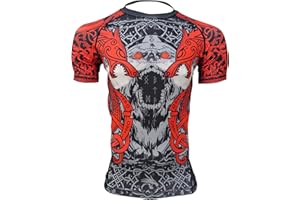 Gruff Combat BJJ Rash Guards Grappling MMA Jiu Jitsu No Gi UFC Shirt Fight Wear, Short Sleeves