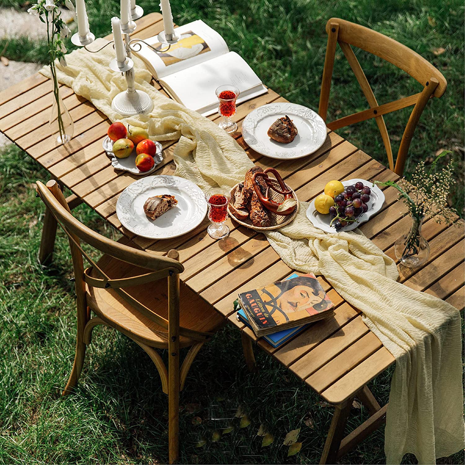 Dloapesy 90*300CM Semi-Sheer Table Runner Extra Long Cheesecloth Gauze Cheesecloth Tablecloth Boho Rustic Table Cover for Kitchen Dining Room Bridal Shower Wedding Party Supplies (Sand)