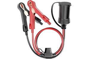 Energeaster 24 Inch 12V Battery Clamp to Cigarette Lighter Socket Adapter, 6 A 16AWG Heavy-Duty Converter for Car Accessories, Air Compressors, Inverters, and More