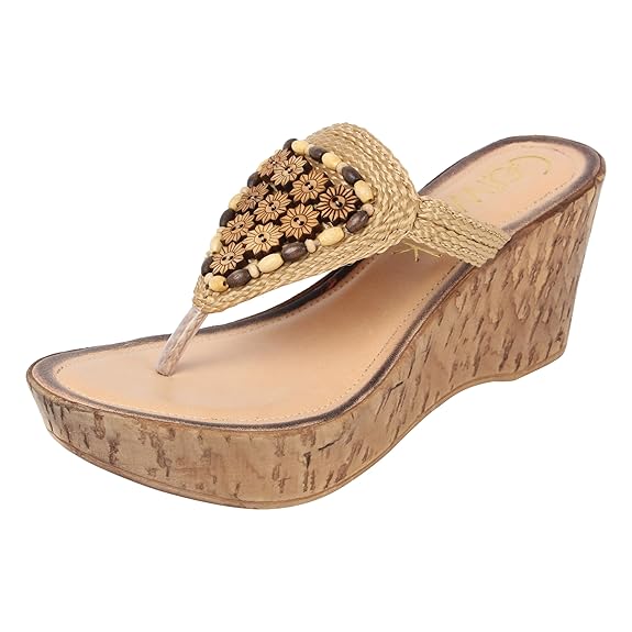 Cream Slip-on Wedges Sandals