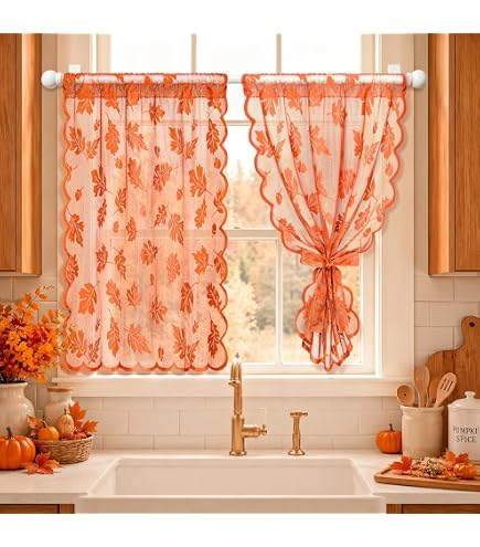 Amazon.com: Awnmeow Fall Lace Curtains 54 Inch Length for Living