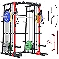 Major Fitness SML07 Machine All-in-One Home Gym Power Cage with Weight Bar and Two LAT Pull-Down Systems and Cable Crossover Machine, Exercise Attachment