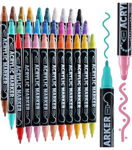 Colpart 60 Kleuren Dual Tip Acryl Verf Pennen, Premium Verf Markers voor Rock Schilderen, Hout, Canvas, Plastic, Metaal en Steen