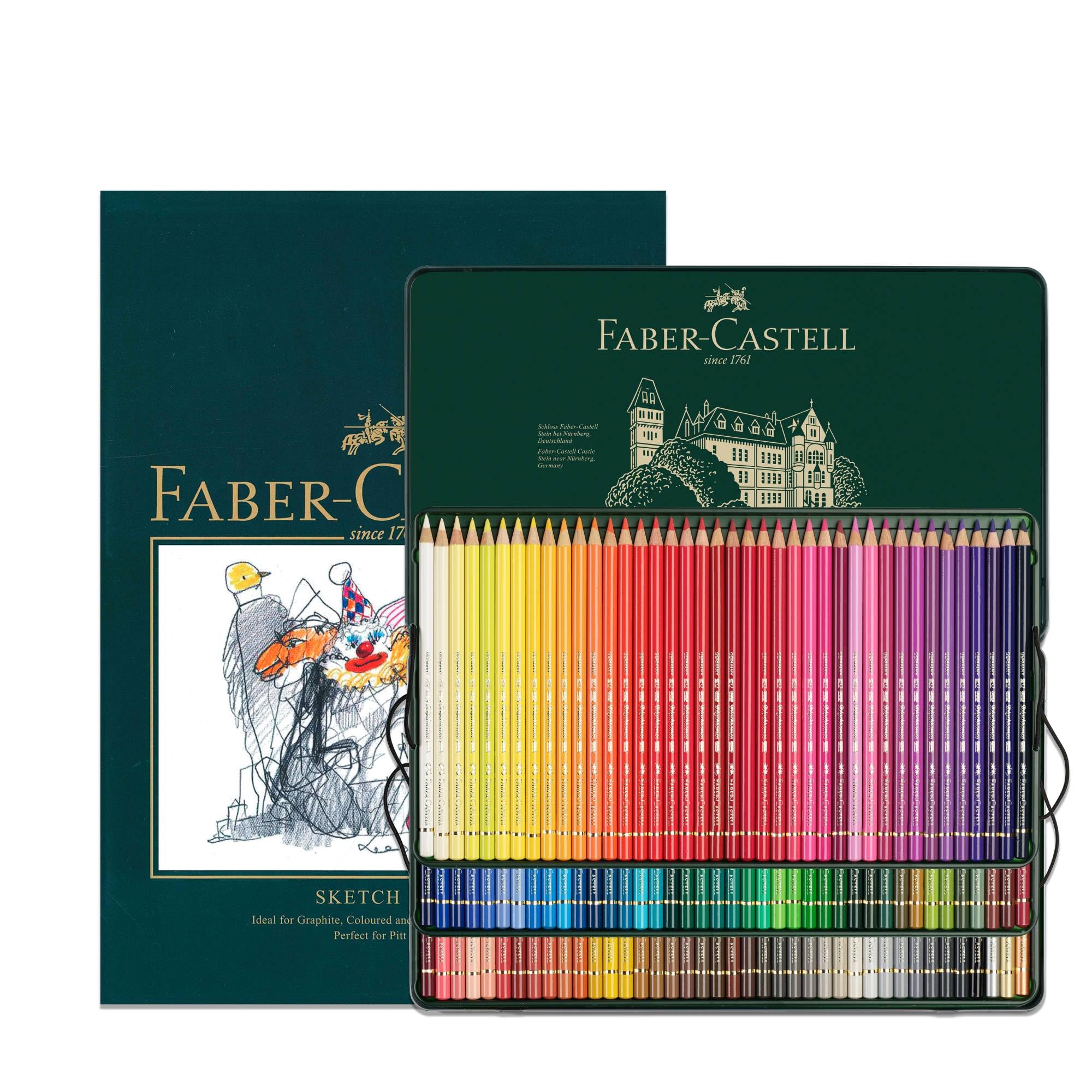 Faber-Castell A4 Sketch Pad & Tin of 120 Polychromos Artists Pencils, Art Set Adult Colouring Books, Craft Supplies, Drawing, Sketching, Lightfast, Schools, Home, College