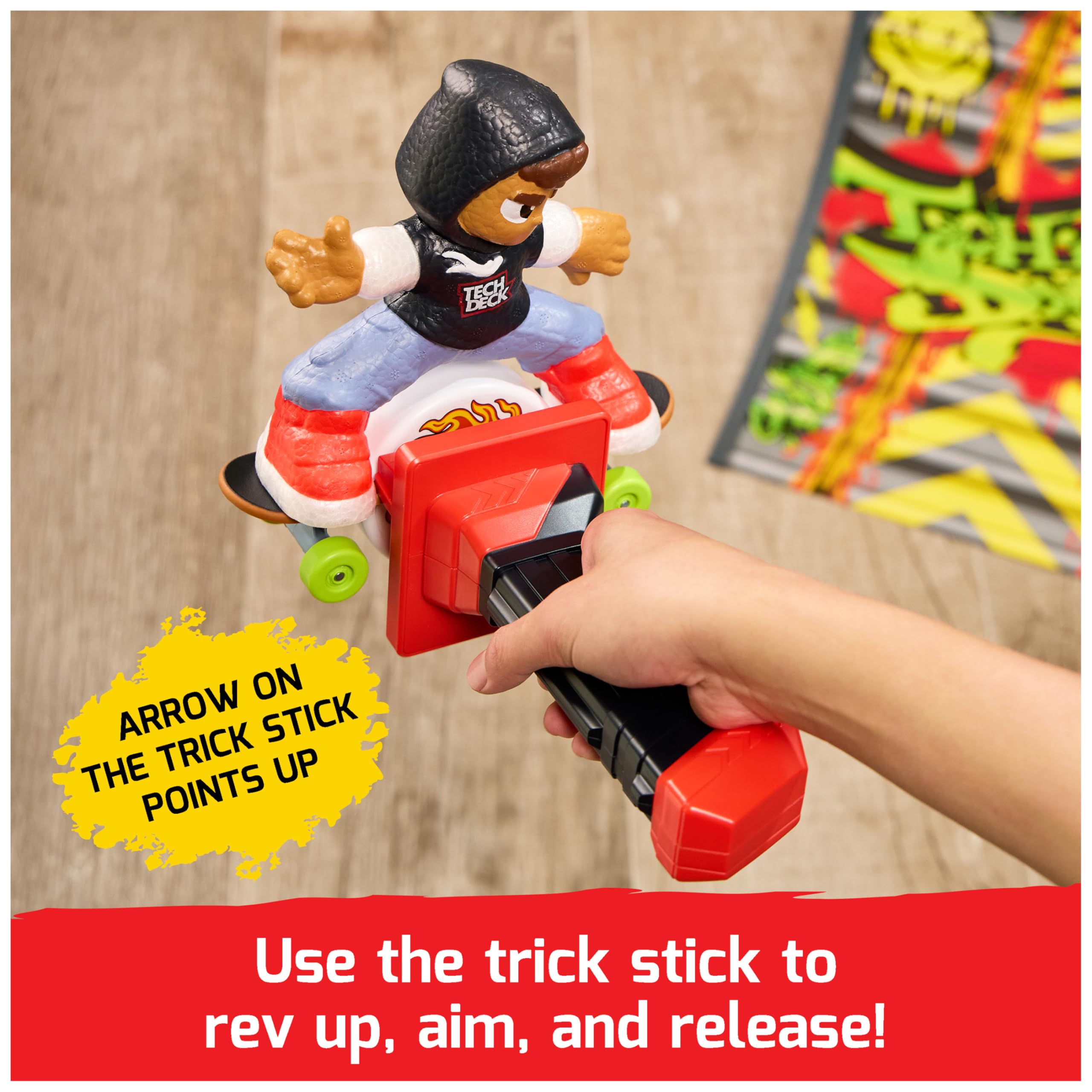 TECH DECK Shred N' Blast Sk8board, Motorized Finger Skateboard Toy with Rider & Ramp for Fast Tricks & High Jumps, Kids Toys for Boys and Girls Ages 6 & Up