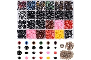 ASTARON 1028 Pcs Plastic Safety Eyes and Noses Kit with Washers for Doll Plush Animal Craft Making,Assorted Size