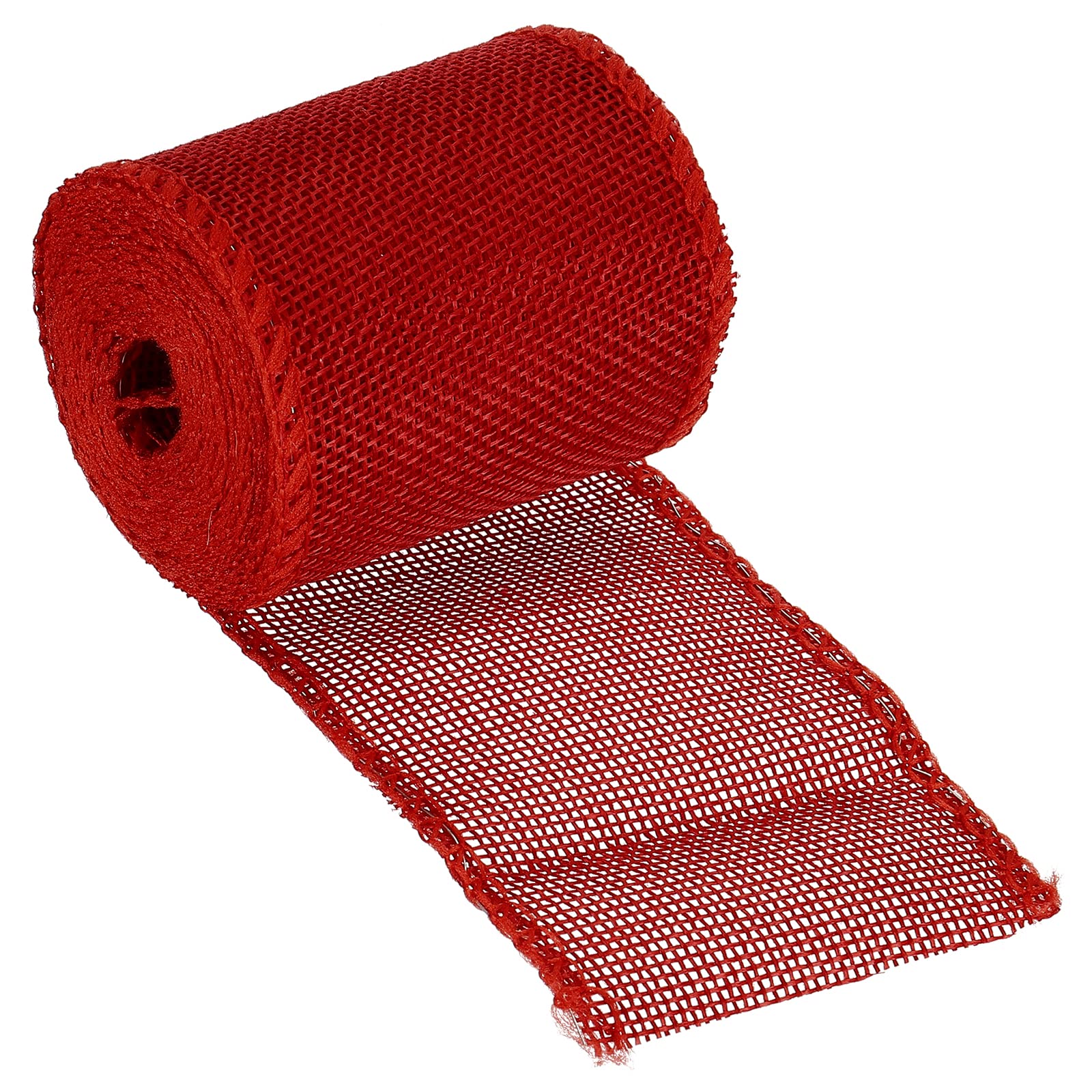 PATIKIL 2.36 Inch Wide 3.28 Yards Burlap Fabric Ribbon, 1 Pack Wired Jute Crafts Roll for Party Home DIY Wrapping Decoration Red