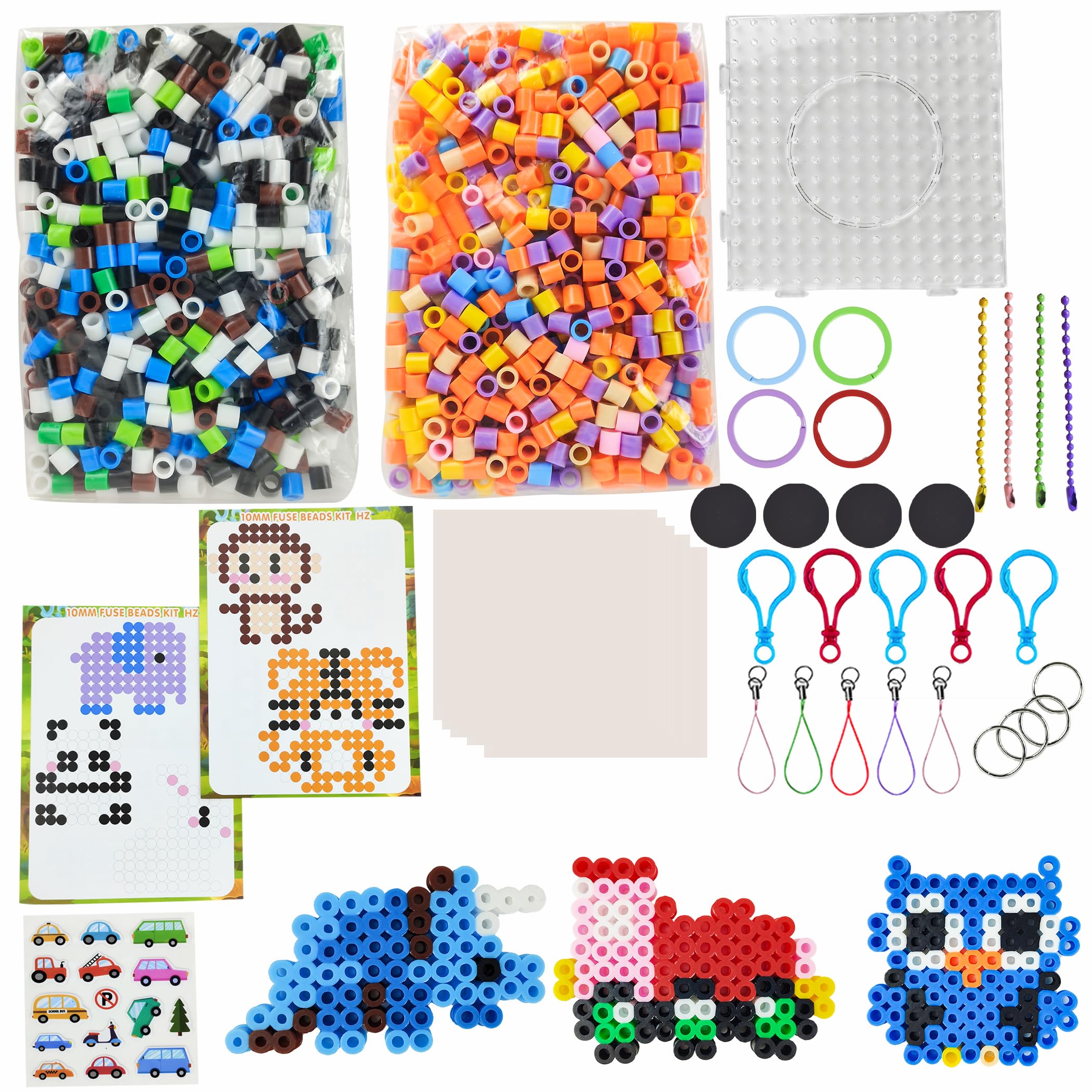 Yowamho 10mm Fuse Beads Kit - 1000 Pcs Big Iron Beads Set, Art Crafts Set for Kids Ages 6+, Girls Boys Gift, Easter Christmas Birthday Present.(Animal Series)