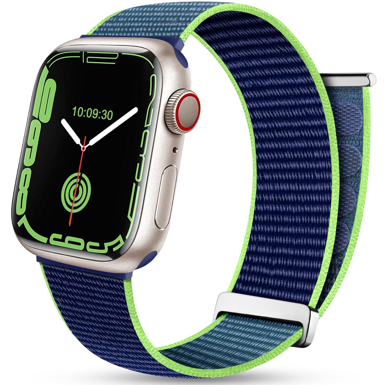 Mastten Sport Loop Compatible with Apple Watch Straps 40mm 41mm 42mm 38mm, Breathable Nylon Men Women Strap, Adjustable Elastic Braided Band for iWatch SE Series 11 10 9 8 7 6 5 4 3 2 1, Lime Blue