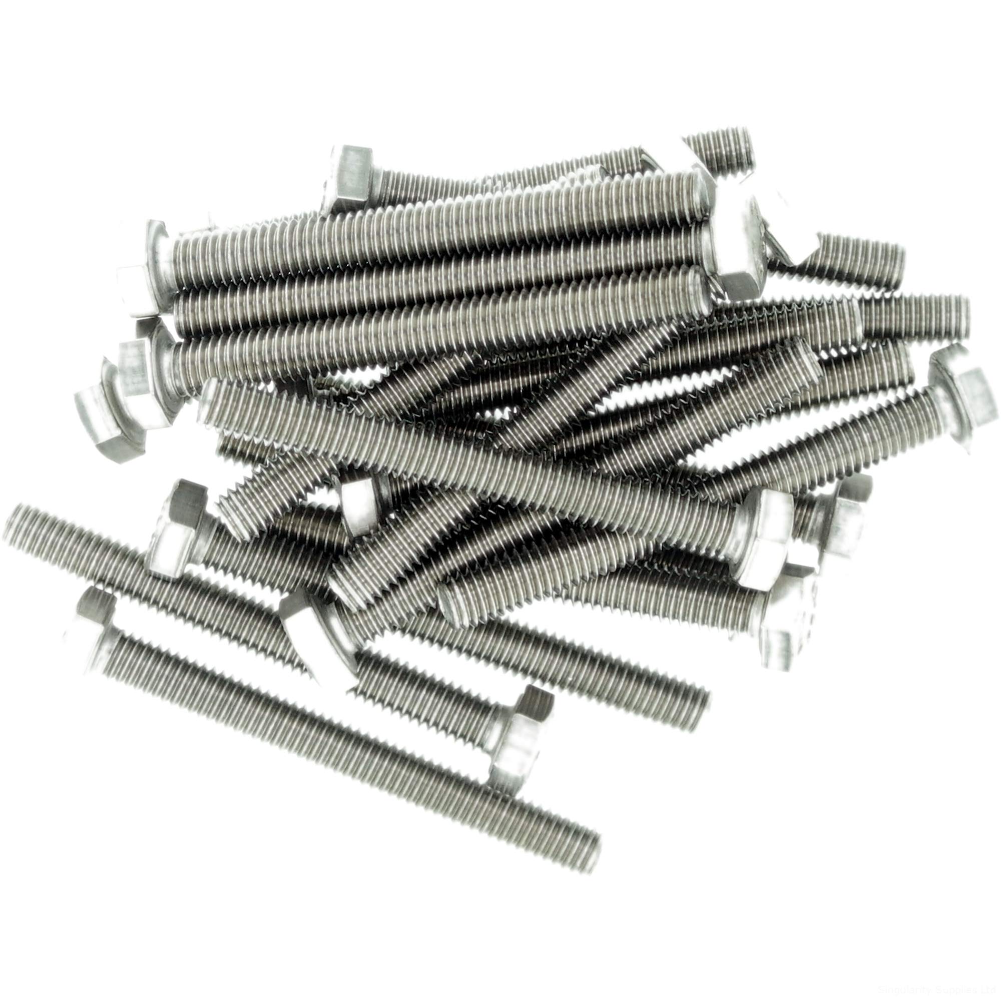 M2.5 (2.5mm x 6mm) Hex Bolt (Fully Threaded Setscrew) - Stainless Steel (A2) (Pack of 20)