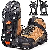 ZUXNZUX Crampons, Ice Cleats for Shoes and Boots, Silicone Stainless Steel | Shoe Spikes Grippers Traction for Ice Snow, Winter Hiking Climbing Ice Fishing, Walking and Outdoor Activities