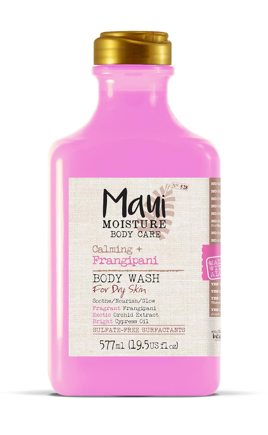 Maui Moisture Frangipani Body Wash for Dry Skin 19.5 Ounce Moisturizing Body Wash Formulated for Dry Skin, with Aloe Vera Juice and Coconut Water, Silicone Free : Beauty