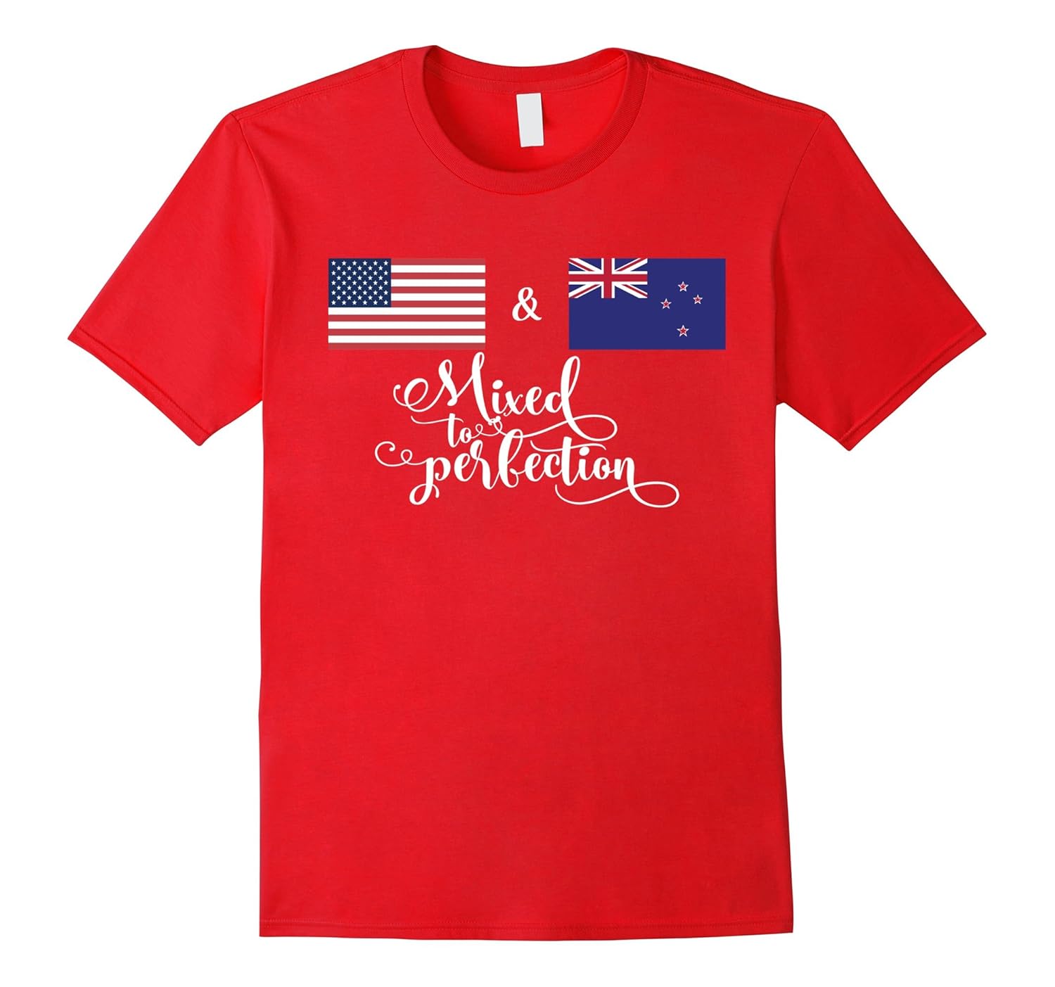 American + New Zealand Mixed To Perfection Flag T-Shirt-ANZ