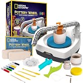 National Geographic Pottery Wheel for Kids Complete Beginner Kit | 2-Speed Electric Motor, 2 Lbs. Air-Dry Clay, Sculpting Tools, Paints and Apron, Creative Craft Toy, Birthday Gift