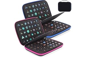 Aoriher 2 Pcs Dice Case with Handle Large Capacity Dice Holder and Display Storage Box with Removable Slotted Tray for 70, Ideal Organizer for Rpg and Dnd Table Games(Blue, Rose)