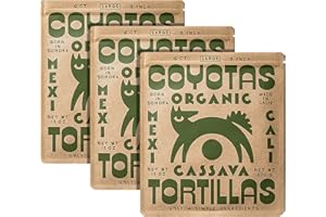 Coyotas - Organic Cassava Tortillas - Grain-Free, Gluten-Free, Non-GMO, Vegan, Paleo, Large 9 Inch - 6 Tortillas Per Pack (3 Packs)