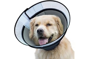 Aberatail Soft Dog Cone for Large Medium Small Dogs After Surgery, Adjustable Soft Cone Collar, Pet Recovery Cone, Dog Recovery Collars to Prevent Pets from Wounds and Rashes(Grey, Large)