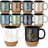 Jingmore 10 Pcs Employee Appreciation Gift Bulk Non-slip Cork Bottom Coffee Mug 13.5 oz Ceramic Tumbler Inspirational Mug Thank You Gifts for Social Worker Teacher Volunteer Nurse Staff(Appreciation)