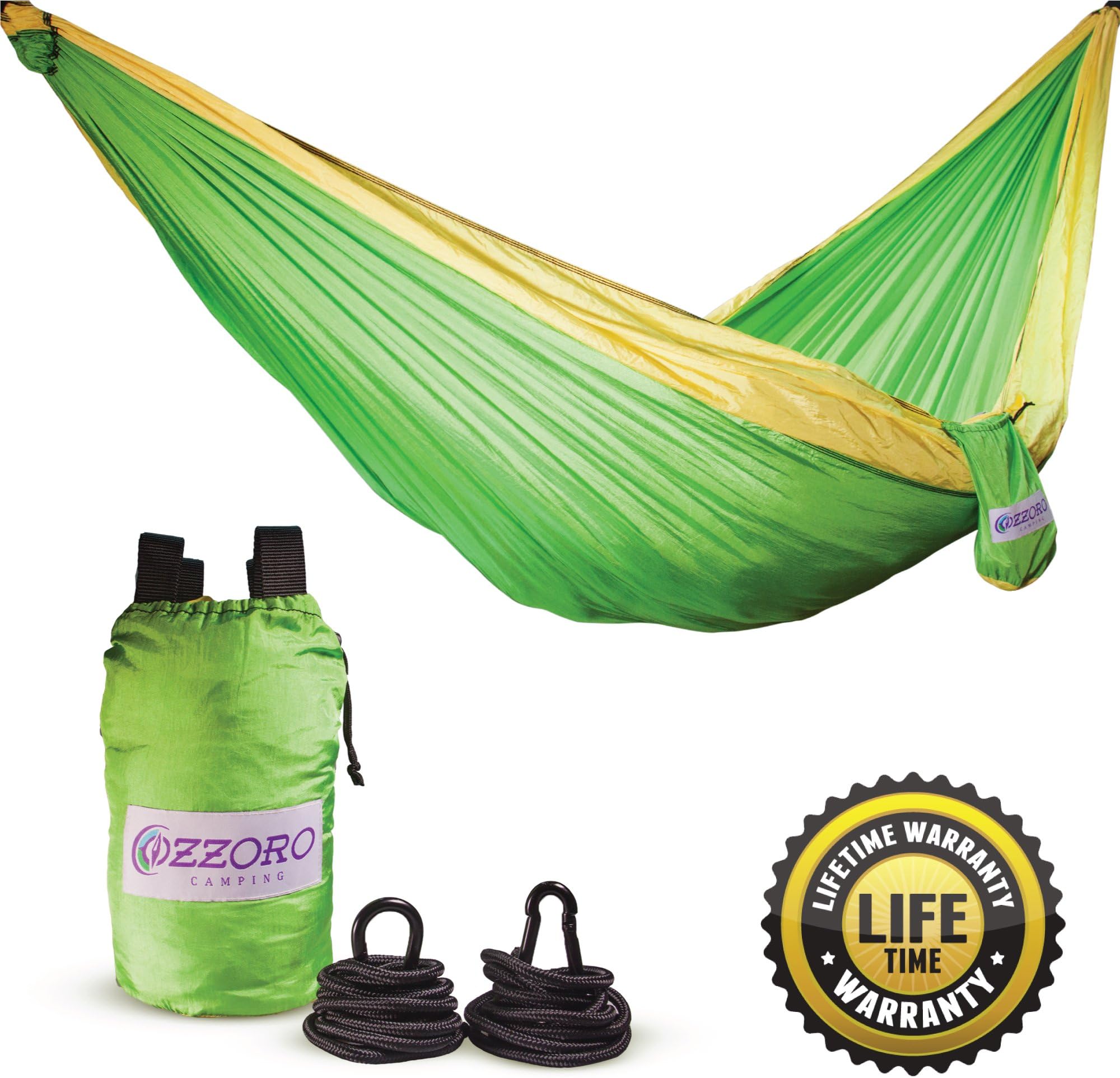Double Hammock Complete Set – XL Camping Hammock - Lightweight Portable Heavy Duty Two Person Parachute Nylon Hammock for Backpacking Outdoor Camp