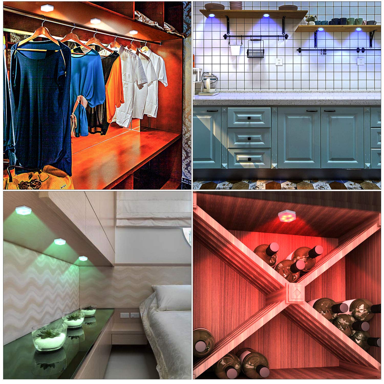 3er Schrankbeleuchtung, Glighone RGB LED Schrankleuchten 4000K Dimmbar